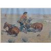 Image 1 : Early Frederick Remington print entitled  "Caught In The Circle", measuring 11" x  15-1/2", 1908 cop