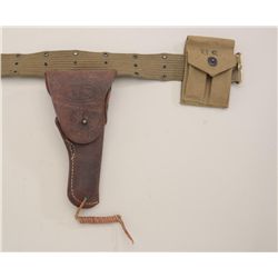 U.S. military leather holster for the 1911  semi-auto pistol, marked Warren Leather Goods  Co. in ov