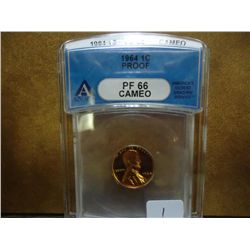 1964 LINCOLN CENT ANACS PF66 CAMEO