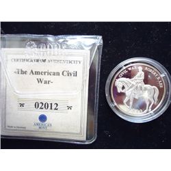 2000 LIBERIA $10 PROOF SILVER "AMERICAN CIVIL WAR"