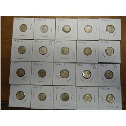20 ASSORTED SILVER ROOSEVELT DIMES