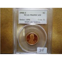 1988-S LINCOLN CENT PCGS PR69 DCAM