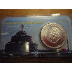 2002 MONGOLIAN SILVER 1000 TOGROG (UNC)