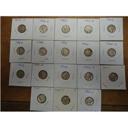 18 ASSORTED MERCURY DIMES (SILVER)