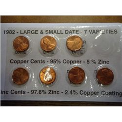 1982- 7 VARIETIES LINCOLN CENT SET (UNC)