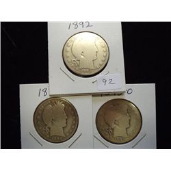 1892,93 & 93-O BARBER HALF DOLLARS