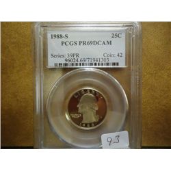 1988-S WASHINGTON QUARTER PCGS PR69 DCAM