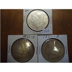 1921 P/D/S MORGAN SILVER DOLLARS