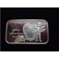 1 TROY OUNCE SILVER INGOT "BE MY VALENTINE 1977"