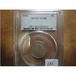 1910 LIBERTY "V" NICKEL PCGS (VG08)