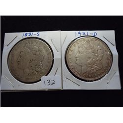 1881-S & 21-D MORGAN SILVER DOLLARS