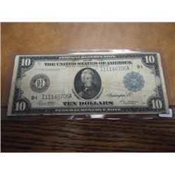 1914 US LARGE SIZE $10 FRN