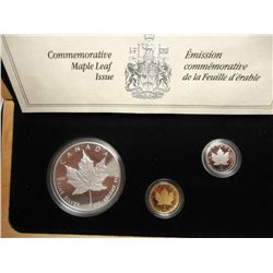1989 CANADA PLATINUM, GOLD & SILVER MAPLE LEAF SET