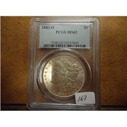 1883-O MORGAN SILVER DOLLAR PCGS MS62