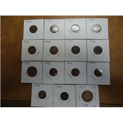 1863,88-96,1898-02 INDIAN HEAD CENTS 15 COINS