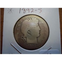 1892-S BARBER HALF DOLLAR (KEY DATE)