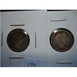 1907 (FINE) & 1916 (VERY FINE) BARBER DIMES