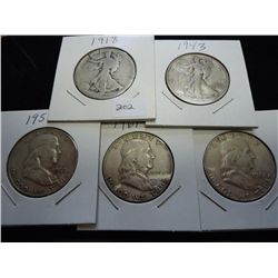 1918,43,58-D,61-D & 62-D HALF DOLLARS (SILVER)