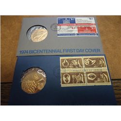 2-US MINT AMERICAS 1ST DAY MEDALS FDC'S