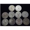 Image 2 : 10 ASSORTED 1960'S WASHINGTON SILVER QUARTERS