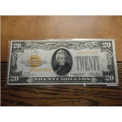 1928 US $20 GOLD CERTIFICATE GOLD SEAL