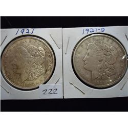 1921 & 21-D MORGAN SILVER DOLLARS