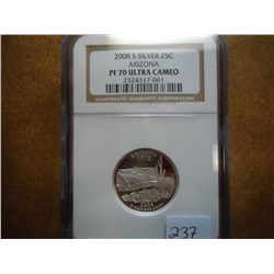 2008-S SILVER ARIZONA QUARTER NGC PF70 ULTRA CAMEO