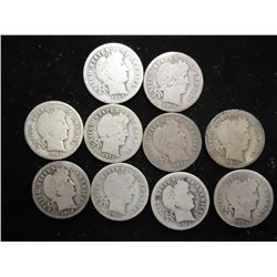 10 ASSORTED BARBER DIMES
