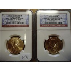 2007 P/D JOHN ADAMS DOLLARS NGC BRILLIANT UNC