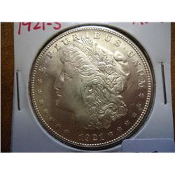 1921-S MORGAN SILVER DOLLAR AU++