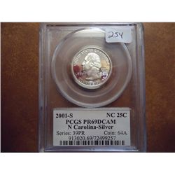 2001-S SILVER NORTH CAROLINA QUARTER PCGS PR69DCAM