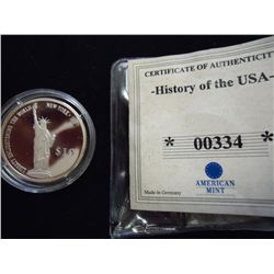2000 LIBERIA $10 SILVER PROOF STATUE OF LIBERTY