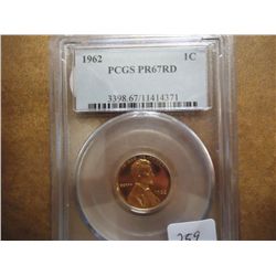 1962 LINCOLN CENT PCGS PR67 RD