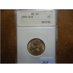 1945-D/D JEFFERSON NICKEL ANA MS65