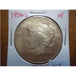 1934-S PEACE SILVER DOLLAR (KEY DATE) (VERY FINE)