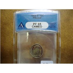 1969-S ROOSEVELT DIME ANACS PF65 CAMEO