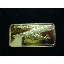 1 TROY OZ .999 FINE SILVER GOLD PLATED INGOT