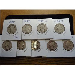 1929,34,34-D,35-S,37-D,38,40-S,44-S &48-S QUARTERS