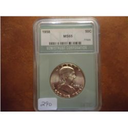 1958 FRANKLIN HALF DOLLAR NTC MS65