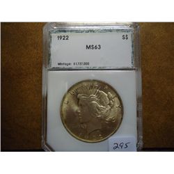 1922 PEACE SILVER DOLLAR PCI MS63