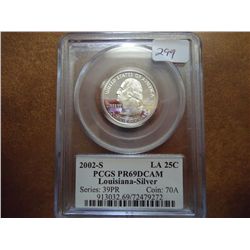 2002-S SILVER LOUISIANA QUARTER PCGS PR69 DCAM