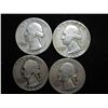Image 1 : 4 ASSORTED 1940'S WASHINGTON SILVER QUARTERS