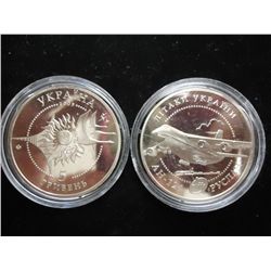 2-2005 UKRAINE 5 HRYVEN AIRCRAFT COINS PROOF