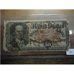 US 50 CENT FRACTIONAL  CURRENCY ROUGH SHAPE