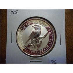 1995 AUSTRALIA KOOKABURRA 1 OZ SILVER (PF LIKE)