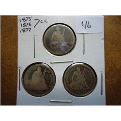 1875-CC, 76-CC & 77-CC SEATED LIBERTY DIMES
