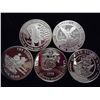 5-ASSORTED 100 MIL .999 SILVER ROUNDS PROOF