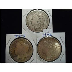 1879,96-O & 1902 MORGAN SILVER DOLLARS