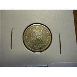 1886 SEATED LIBERTY DIME (VERY FINE)