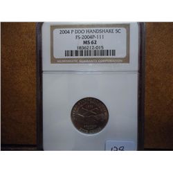 2004-P DDO HANDSHAKE NICKEL NGC MS62